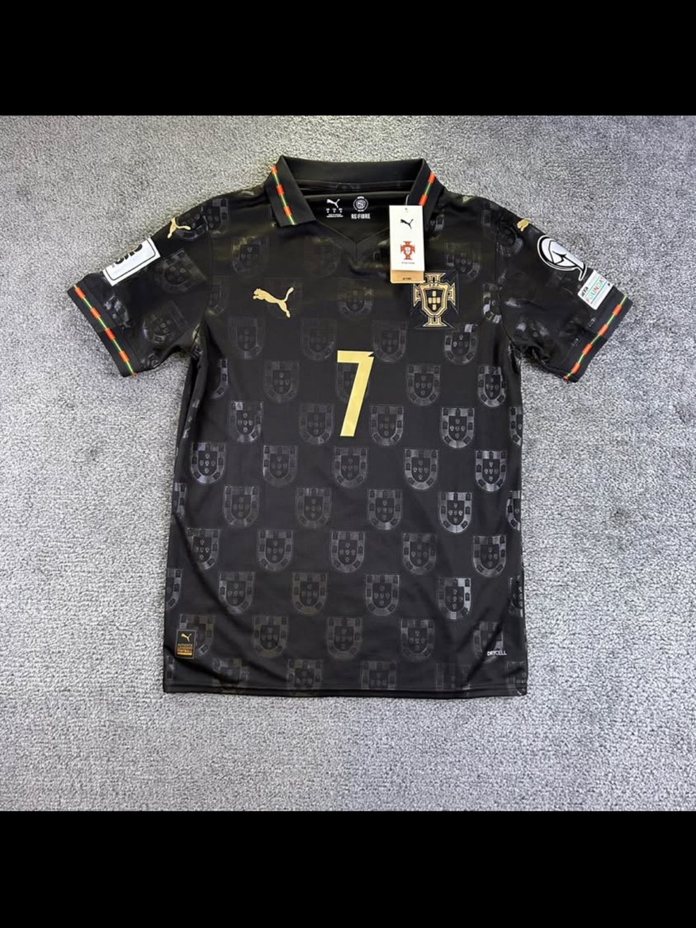 Portugal Soccer Jersey Men’s S Ronaldo #7 UEFA Nations League Winner 2025 Black